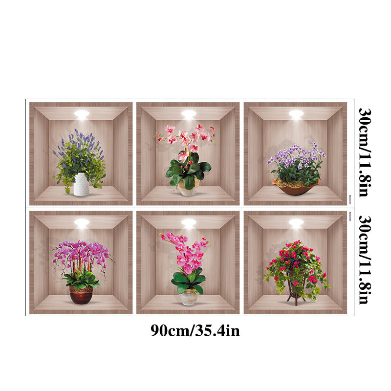 3D blomma vas vägg klistermärke