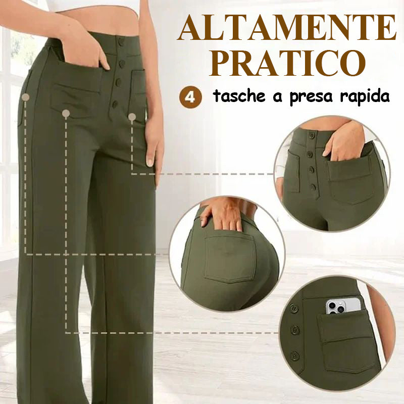 Pantaloni elasticizzati casual a vita alta da donna