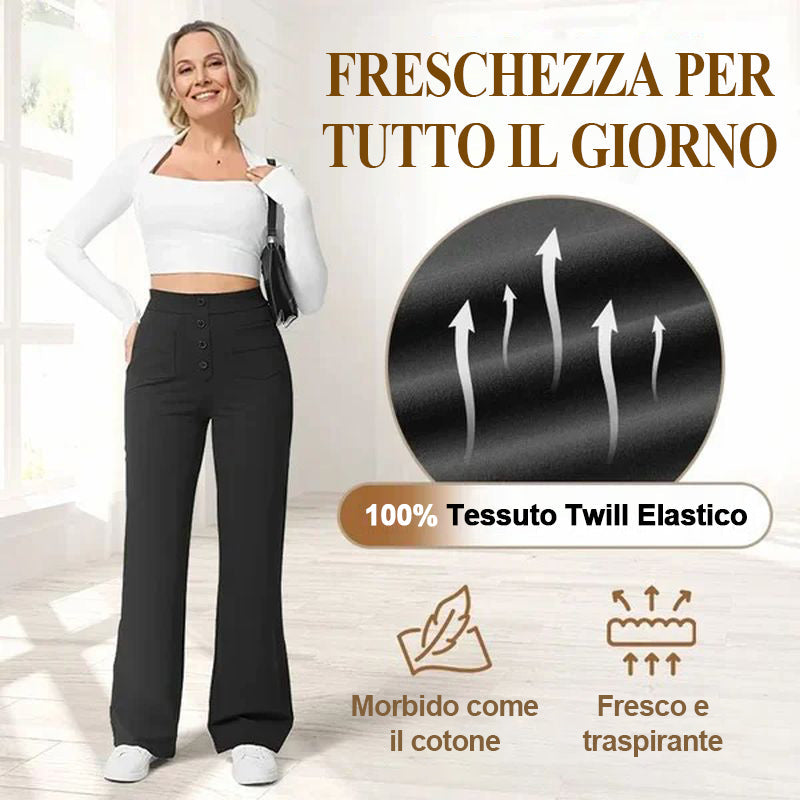 Pantaloni elasticizzati casual a vita alta da donna