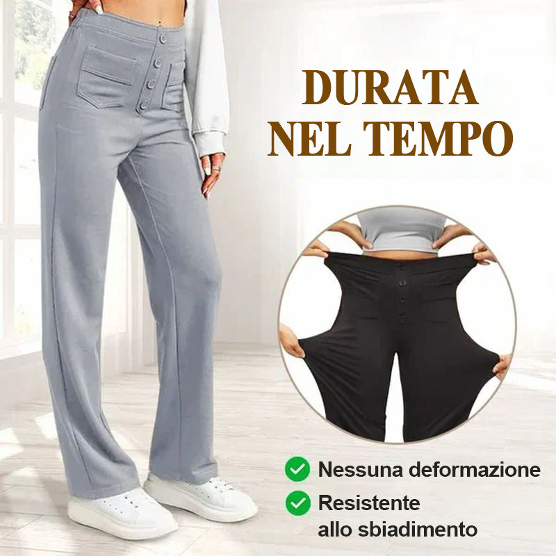 Pantaloni elasticizzati casual a vita alta da donna