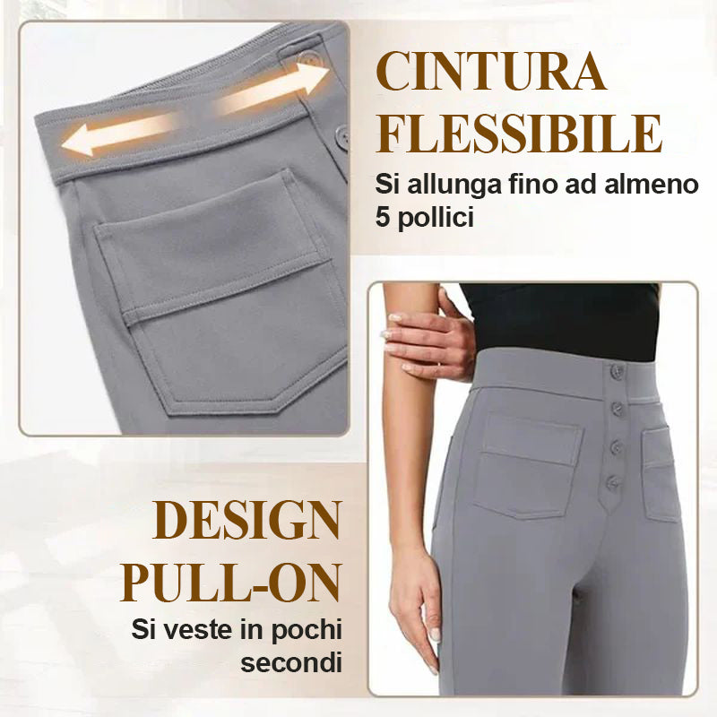 Pantaloni elasticizzati casual a vita alta da donna