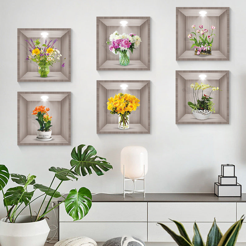 3D blomma vas vägg klistermärke