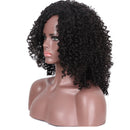Schwarze lockige Perücke mit Mittelscheitel