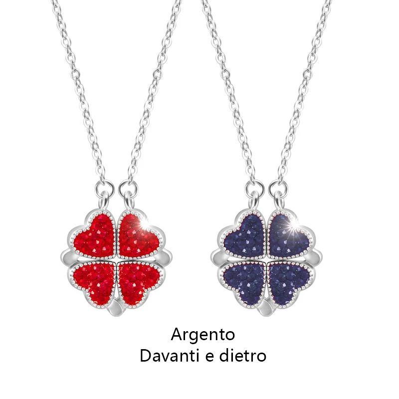 Collana di cristallo cuore quadrifoglio AB Face