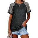 Loses Raglan-Ärmel-Kontrast-T-Shirt mit rundem Hals