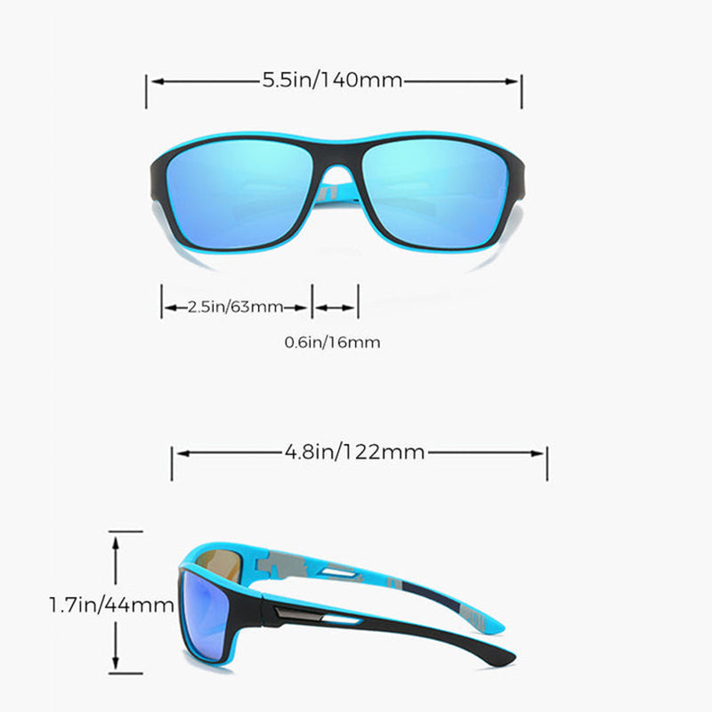 Sportsolglasögon med polariserade antireflekterande linser