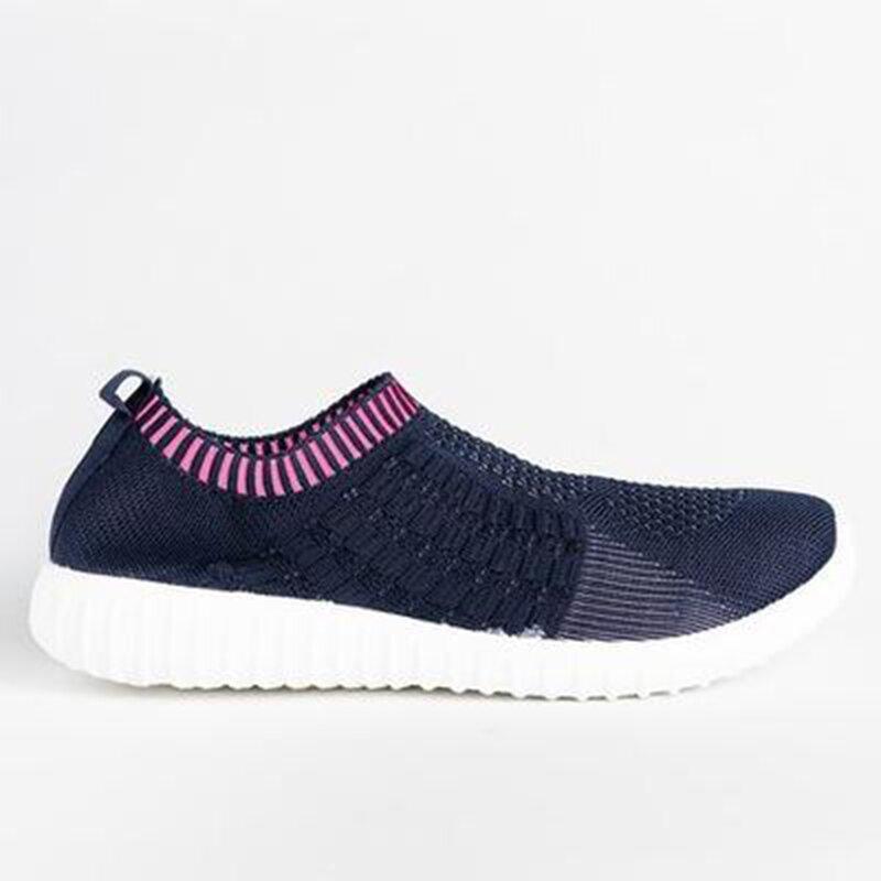 Scarpe da donna comode slip-on a blocchi di colore da donna in maglia