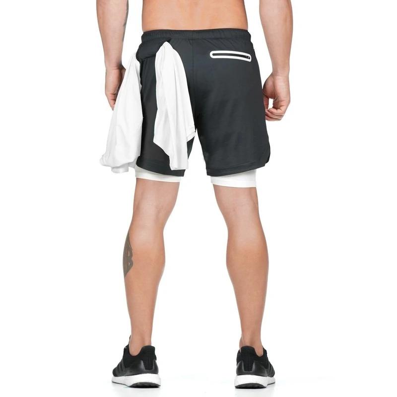 2-in-1 Double-Layer Fitness Schnelltrocknende Hose
