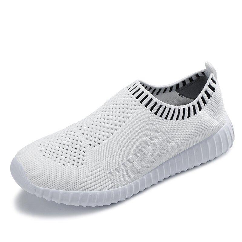 Scarpe da donna comode slip-on a blocchi di colore da donna in maglia