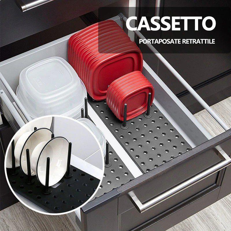 Cassetto porta stoviglie retrattile