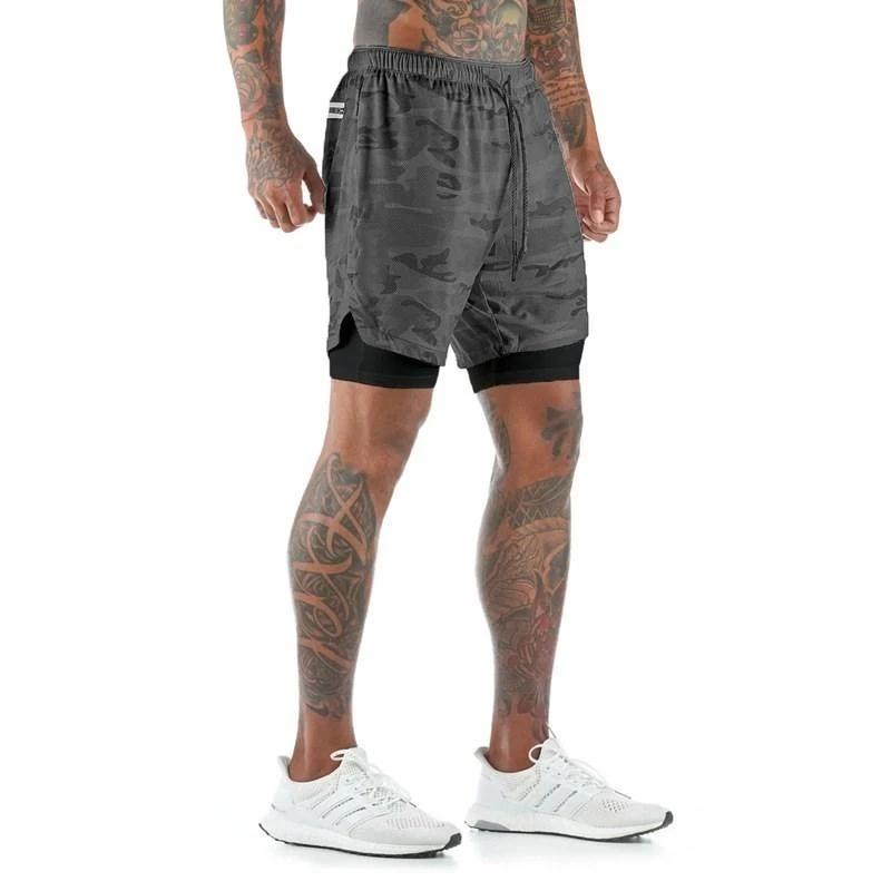 2-in-1 Double-Layer Fitness Schnelltrocknende Hose