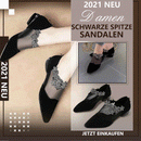 Schwarze Spitzensandalen für Damen