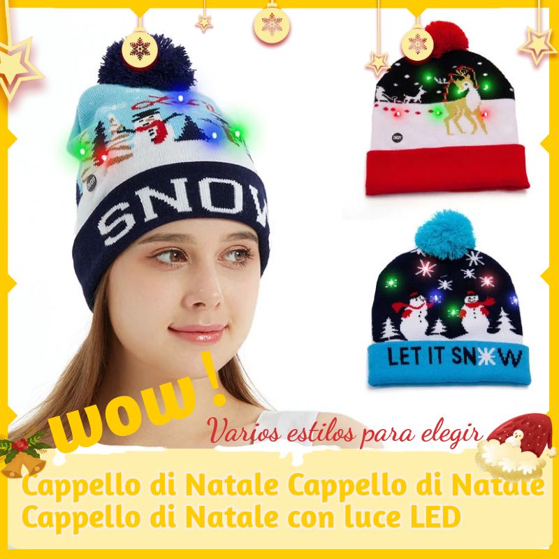 Elegante cappello natalizio a maglia con luce LED