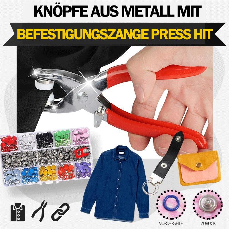 Druckknöpfe aus Metall mit Verschlusszangen Press