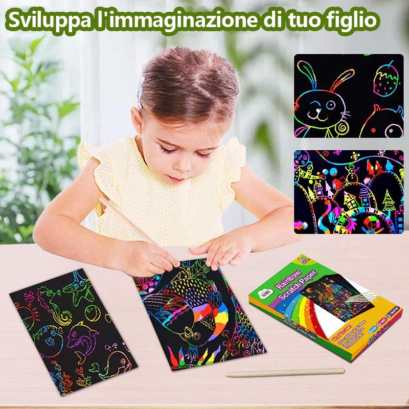 Carta gratta e vinci magica arcobaleno per bambini