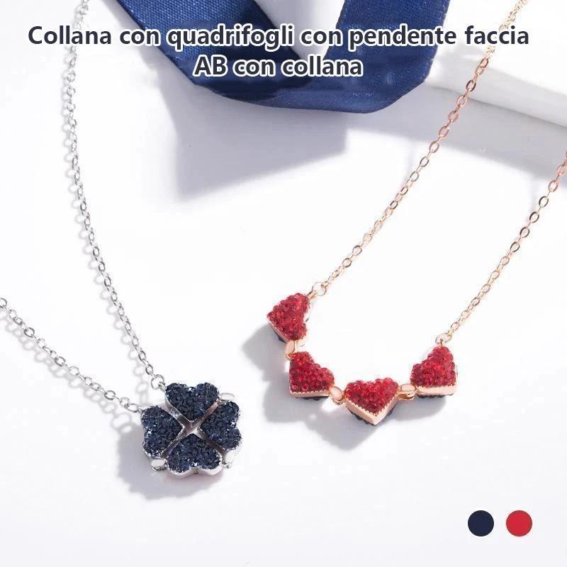 Collana di cristallo cuore quadrifoglio AB Face