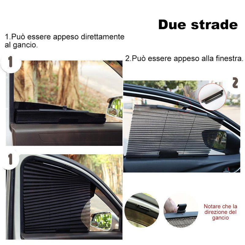 Tenda parasole per vetri auto con adesivo 3M, nero