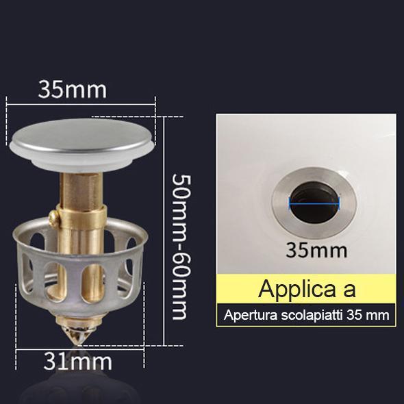 Filtro di scarico antirimbalzo universale per lavabo