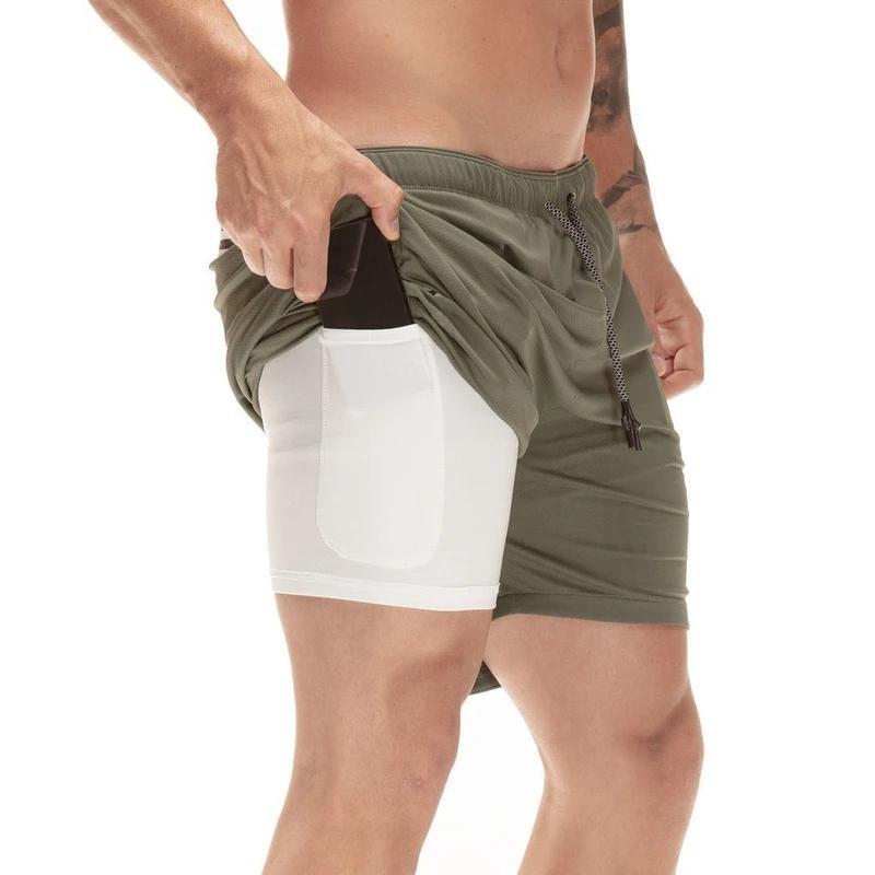 2-in-1 Double-Layer Fitness Schnelltrocknende Hose