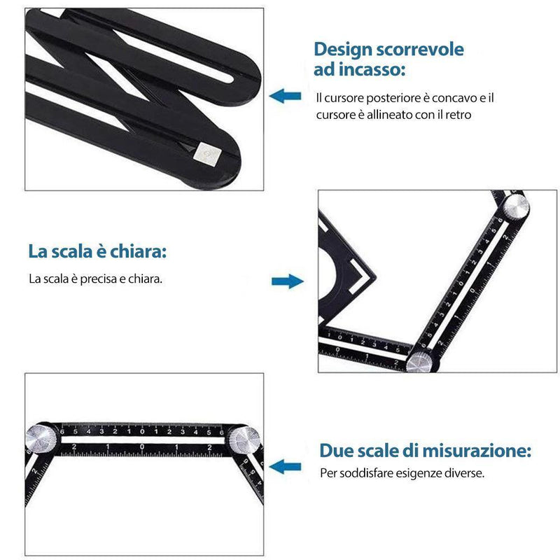 Strumento di misurazione angolare in lega di alluminio a sei lati