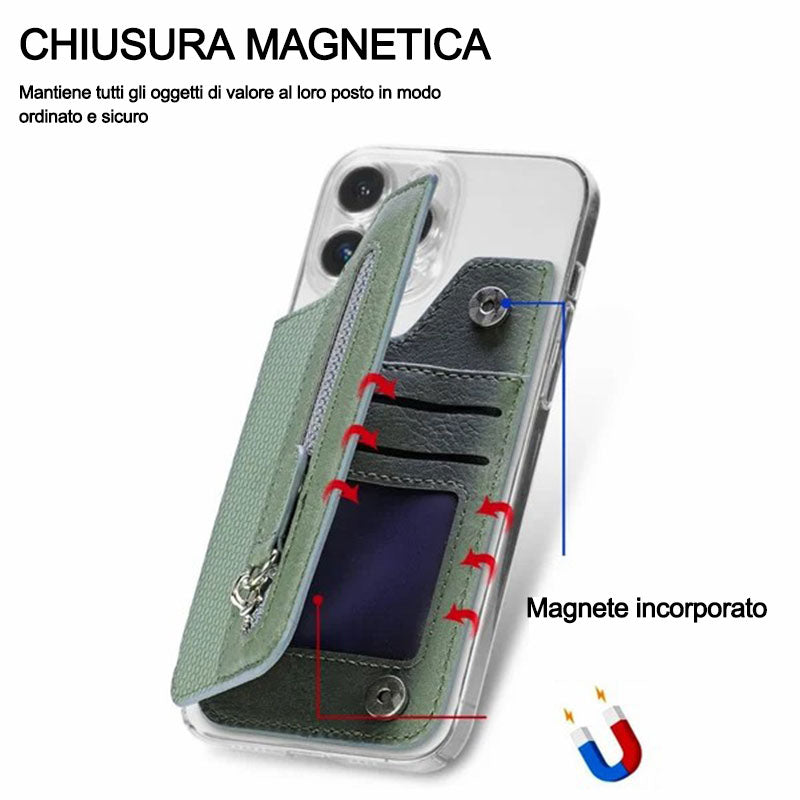 Porta carte magnetico multifunzionale per cellulare