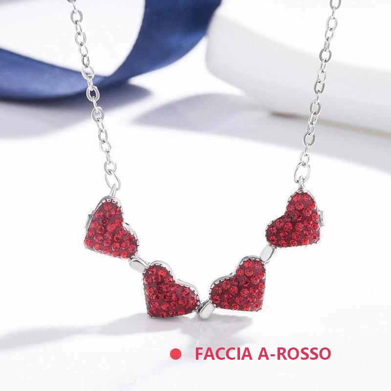 Collana di cristallo cuore quadrifoglio AB Face