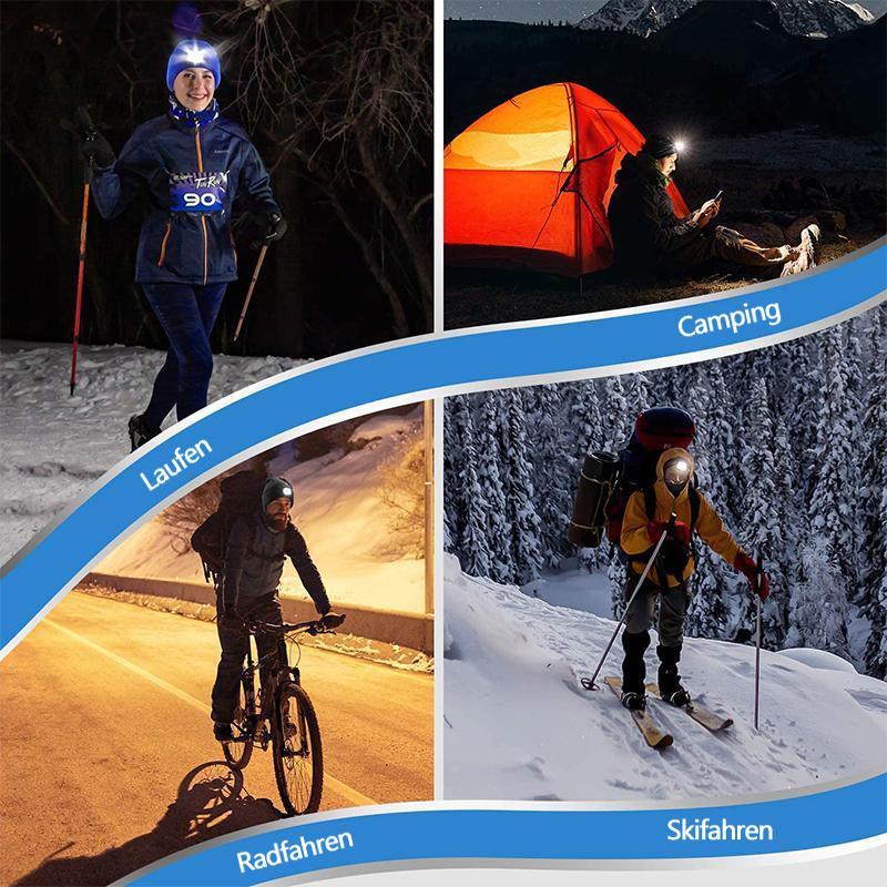 Unisex Winter Warm Strickmütze Head Torch Cap