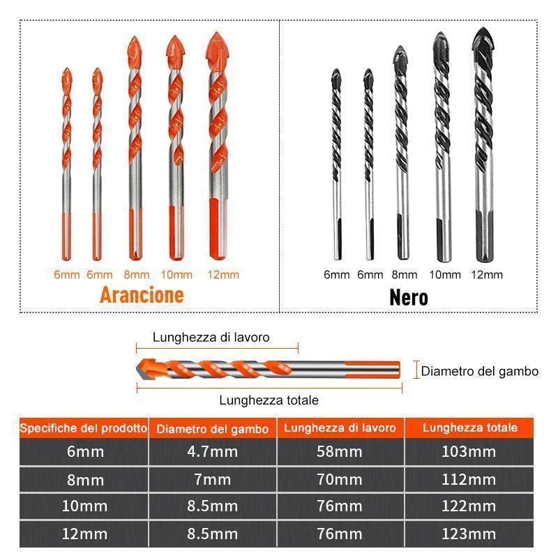 TESTA DI TRAPANO A SPIRALE MULTIFUNZIONE(5PZ)
