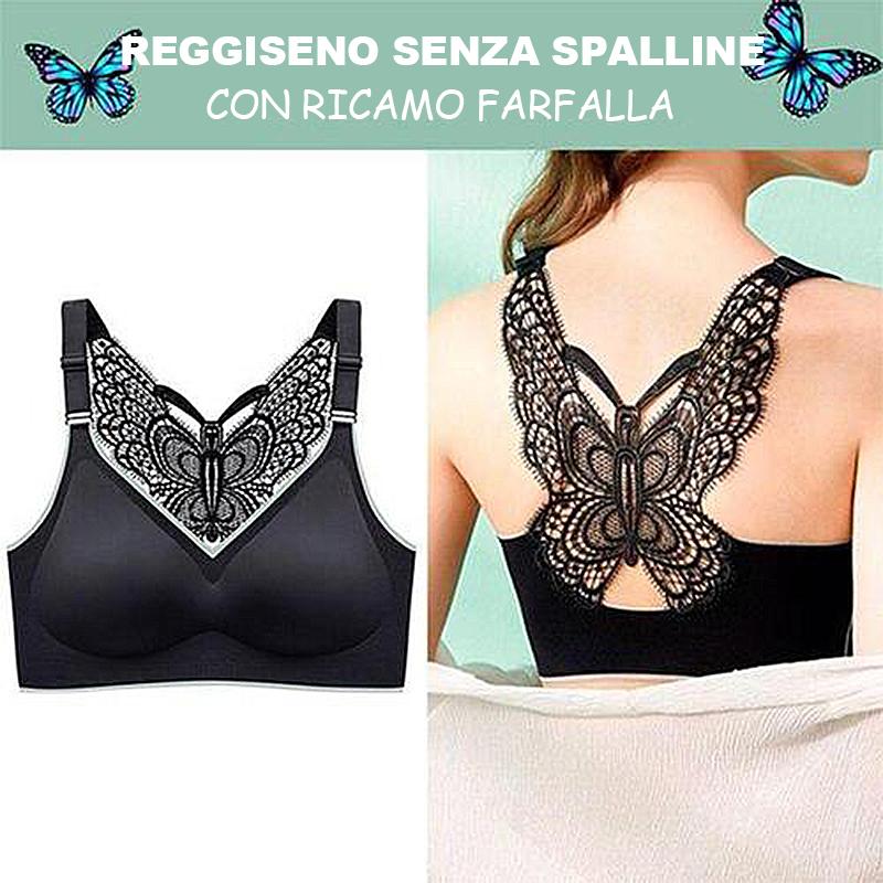 Reggiseno senza spalline con ricamo a farfalla