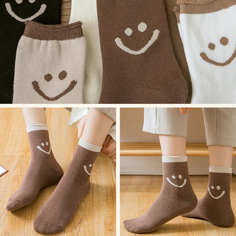 reizendes Lächelngesicht Baumwollsocken (3 Paar)