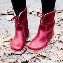 Holilychic Frauen Rund Toe Mittelwadenstiefel