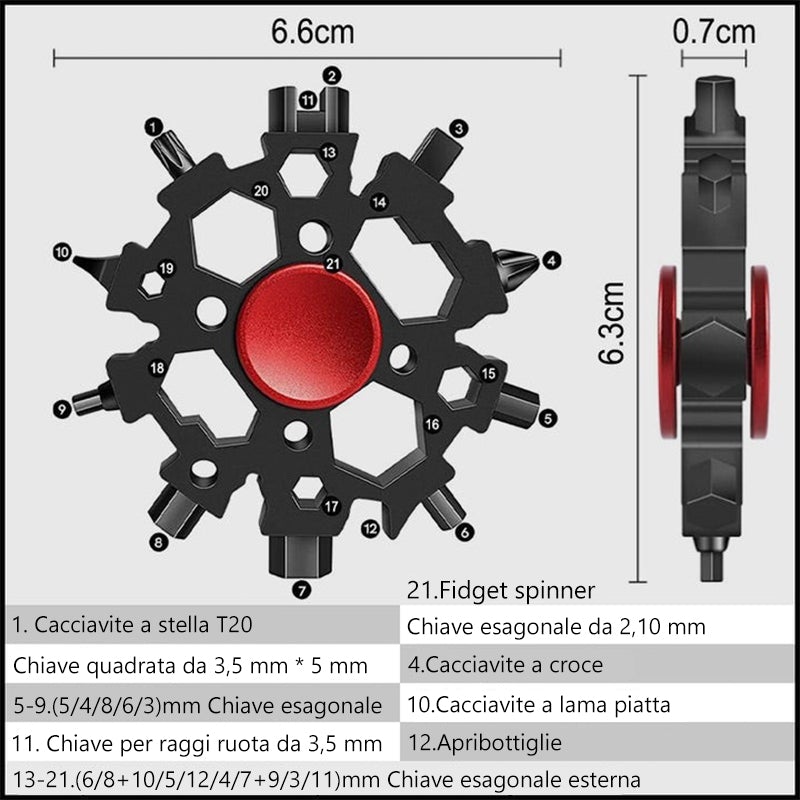 Chiave a fiocco di neve giroscopica 23 in 1 con punta delle dita