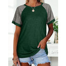 Loses Raglan-Ärmel-Kontrast-T-Shirt mit rundem Hals