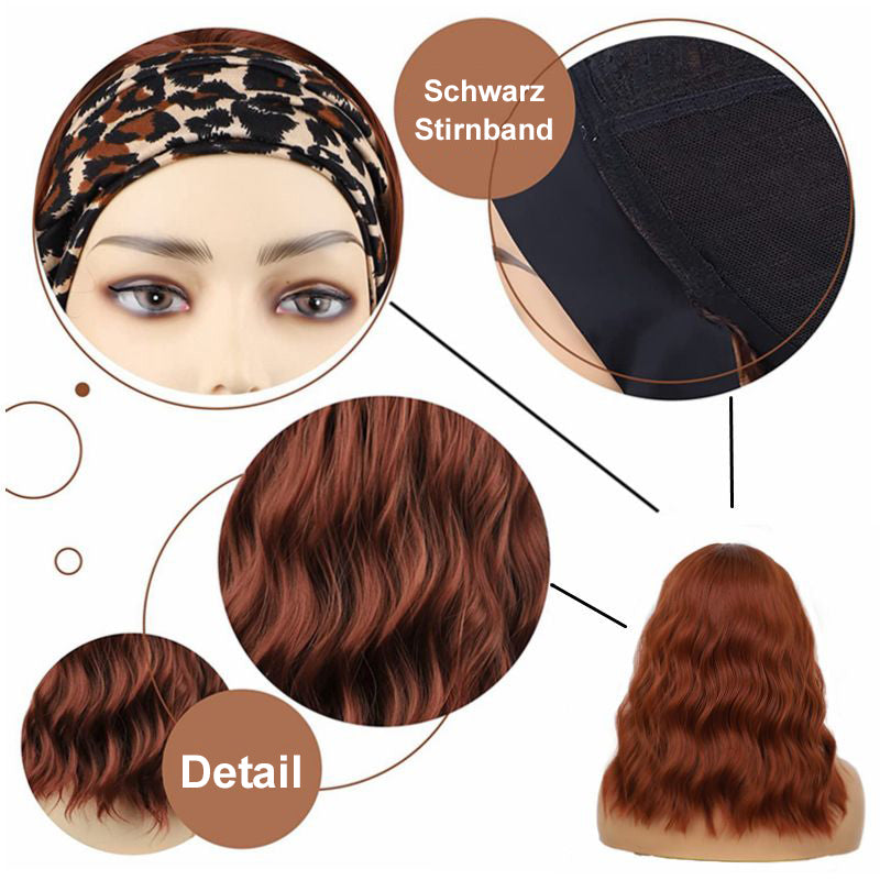 Langes lockiges Haar mit Aqua-Haarband Kopfbedeckung