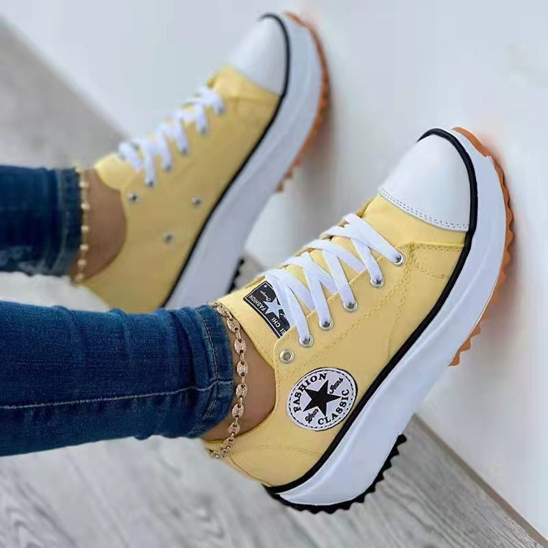 Frühjahr und Sommer neue Segeltuchschuhe mit dicken Sohlen