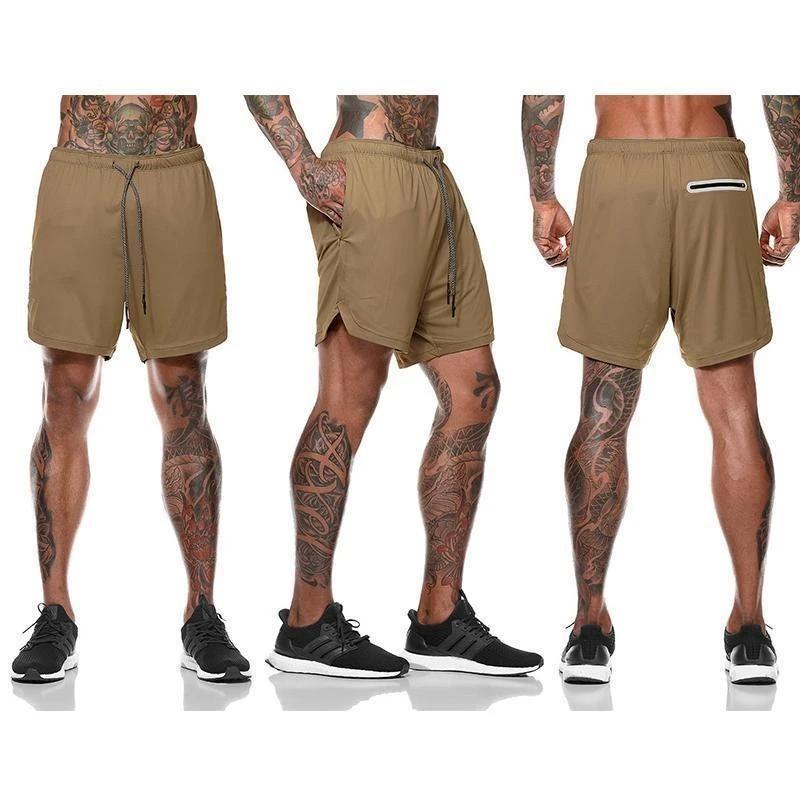 2-in-1 Double-Layer Fitness Schnelltrocknende Hose