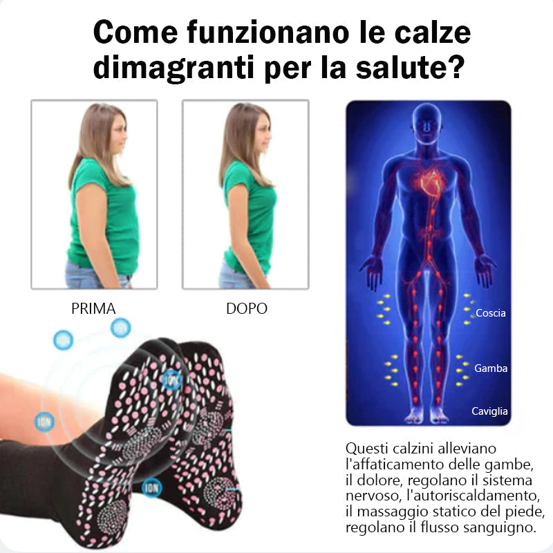 Calze fitness autoriscaldanti con agopressione alla tormalina