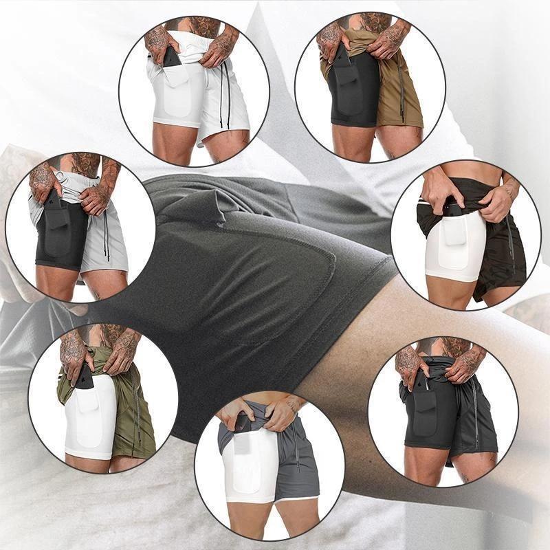 2-in-1 Double-Layer Fitness Schnelltrocknende Hose
