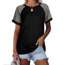 Loses Raglan-Ärmel-Kontrast-T-Shirt mit rundem Hals
