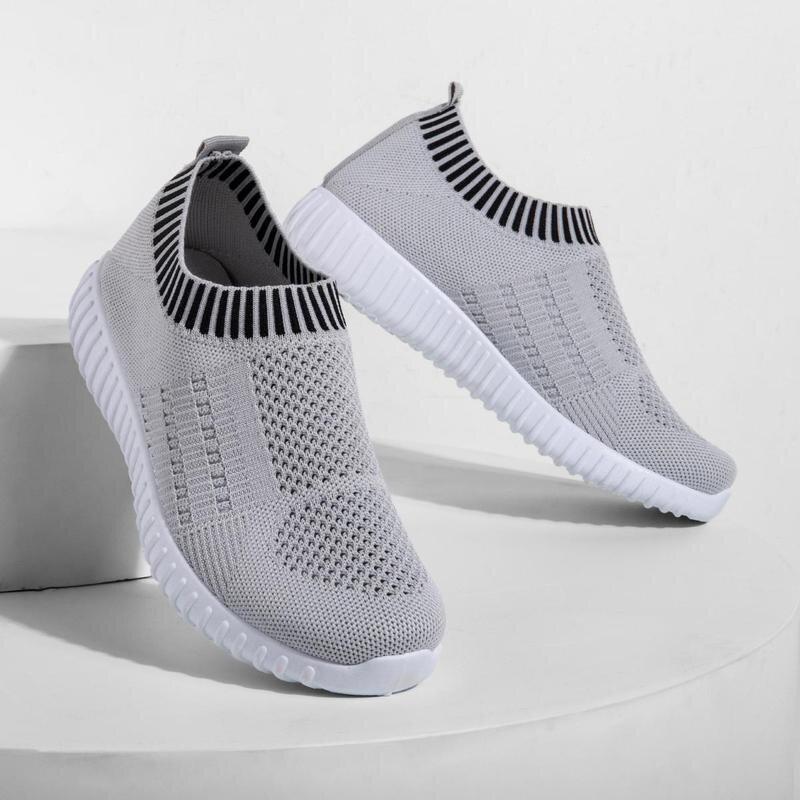 Bequeme Slip-on-Schuhe mit Farbblockmuster für Damen stricken Turnschuhe