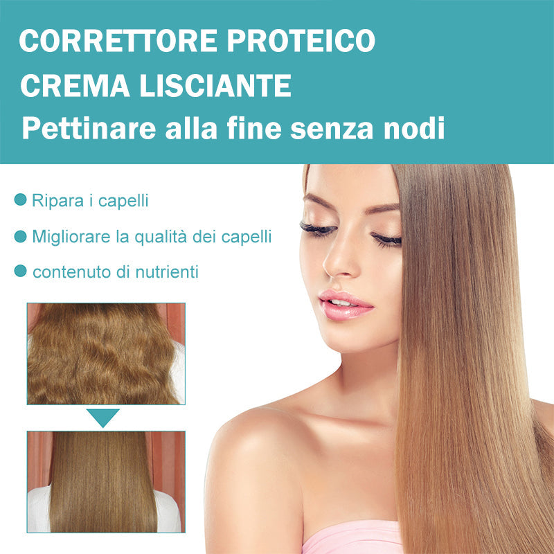 Crema correttrice di proteine per capelli lisci