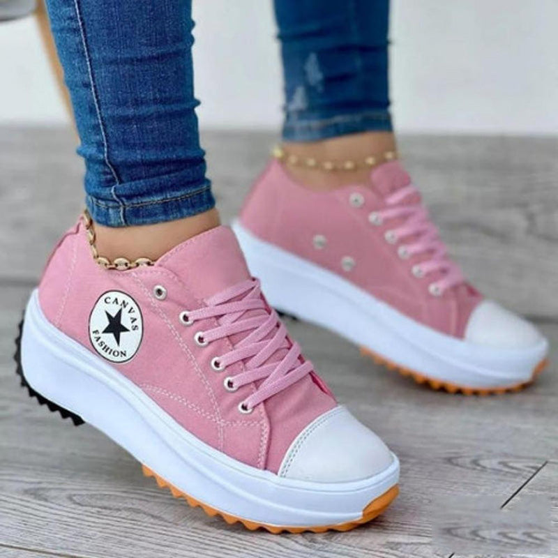 Frühjahr und Sommer neue Segeltuchschuhe mit dicken Sohlen