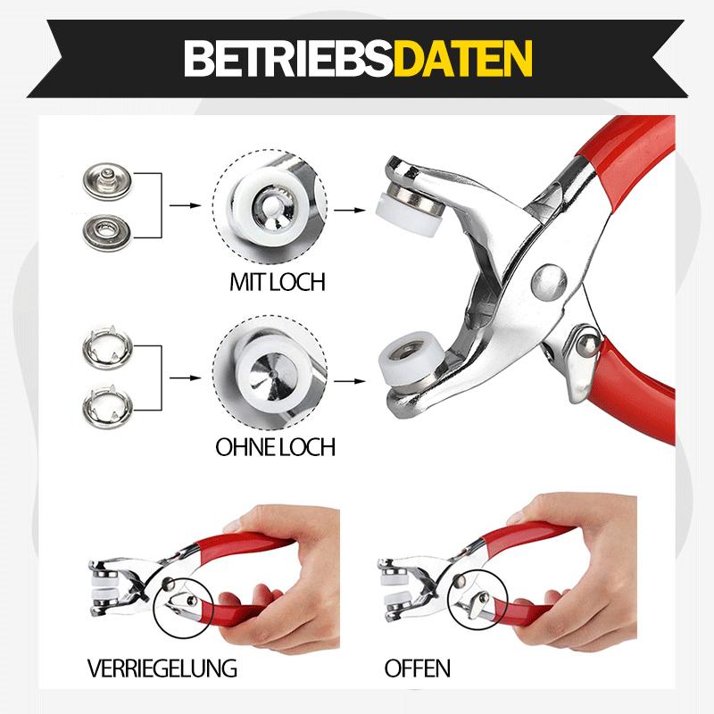 Druckknöpfe aus Metall mit Verschlusszangen Press