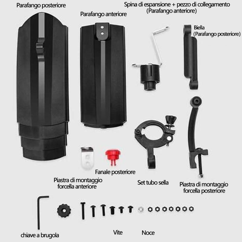 Parafango telescopico per bicicletta con fanale posteriore