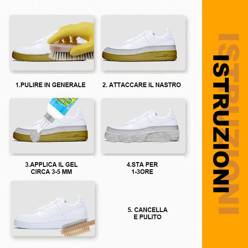 Gel detergente sbiancante per scarpe