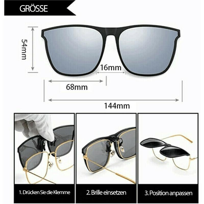 Polarisierte Clip-On-Clip-Top-Sonnenbrille aus Metall für Korrektionsbrillen
