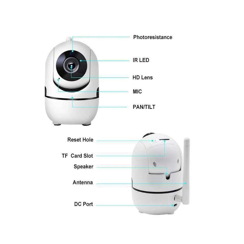 Videocamera di sicurezza AI intelligente - Localizzazione umana / Visione notturna HD