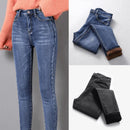 Jeans mit Stretch-Fleece-Futter mit hohem Bund