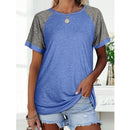 Loses Raglan-Ärmel-Kontrast-T-Shirt mit rundem Hals