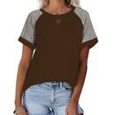 Loses Raglan-Ärmel-Kontrast-T-Shirt mit rundem Hals